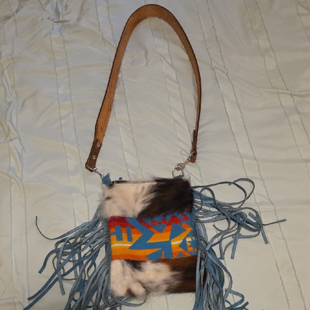Fringe Leather Crossbody Bag - Multicolor